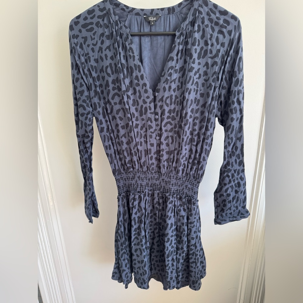 Rails Black Animal Print Long Sleeve Dress